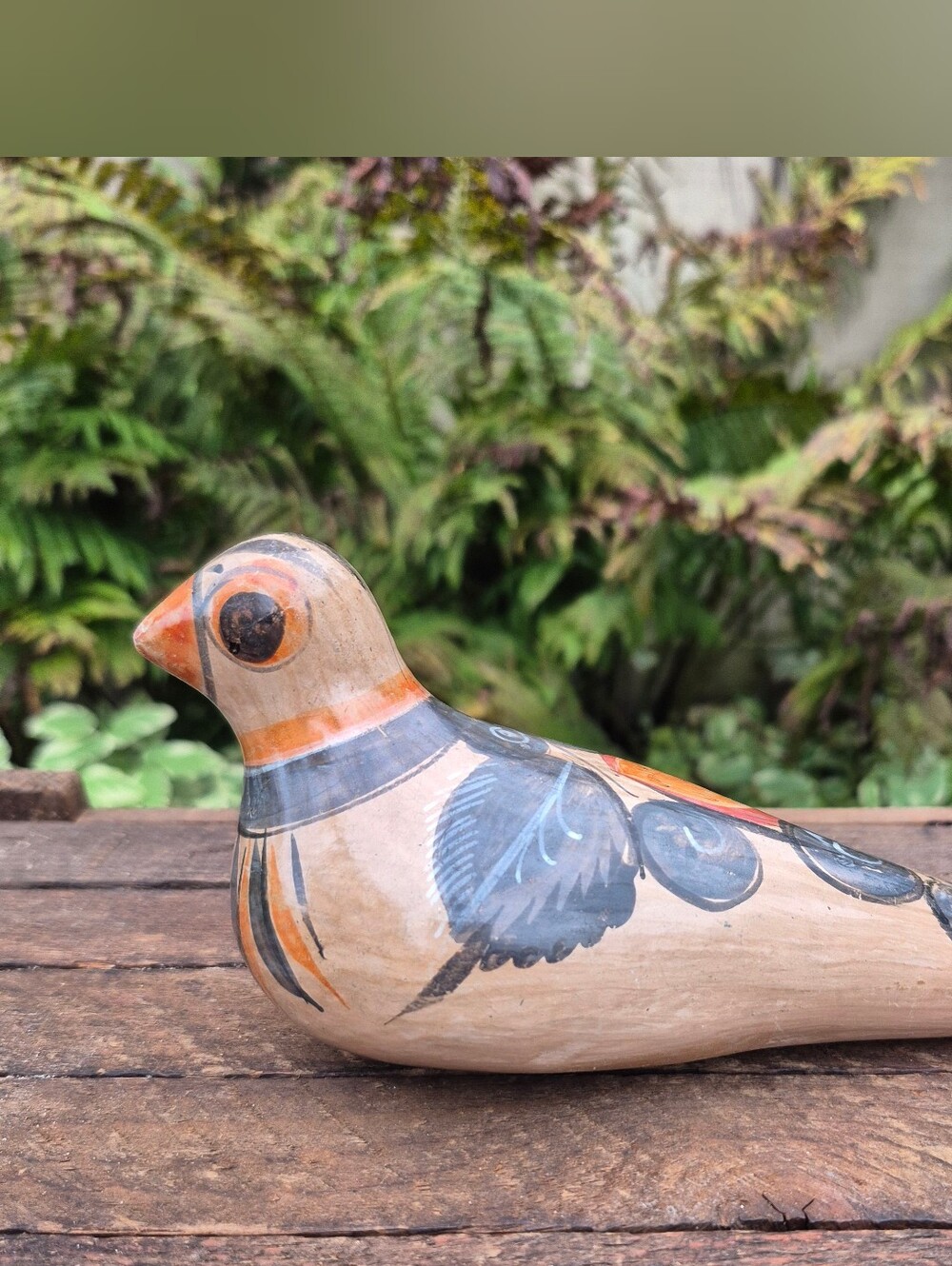 Vintage Tonala Mexican Pottery Bird Figurine Folk Art